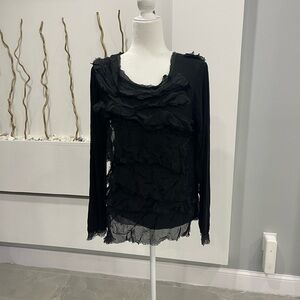 Elegant Black Ruffled Women's Top